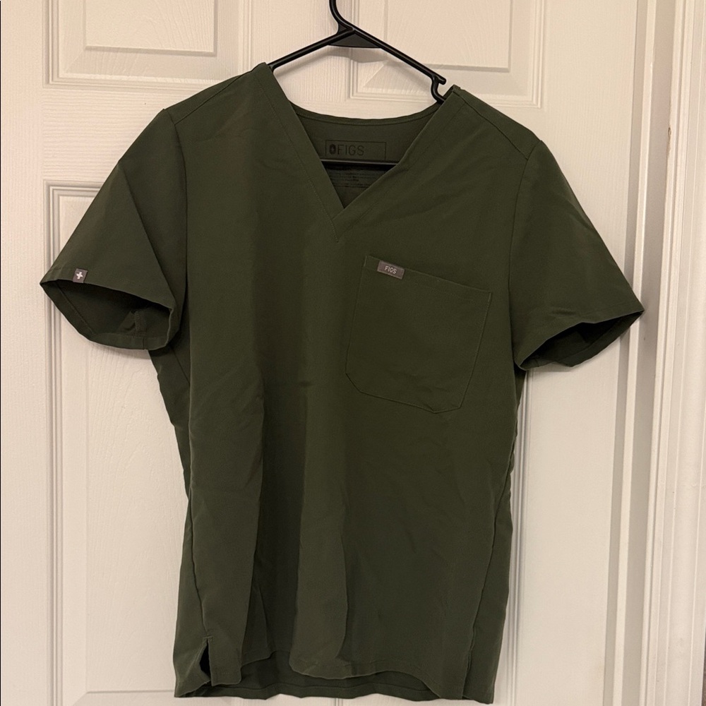 Figs Olive Green V-Neck Medical Scrub Top
